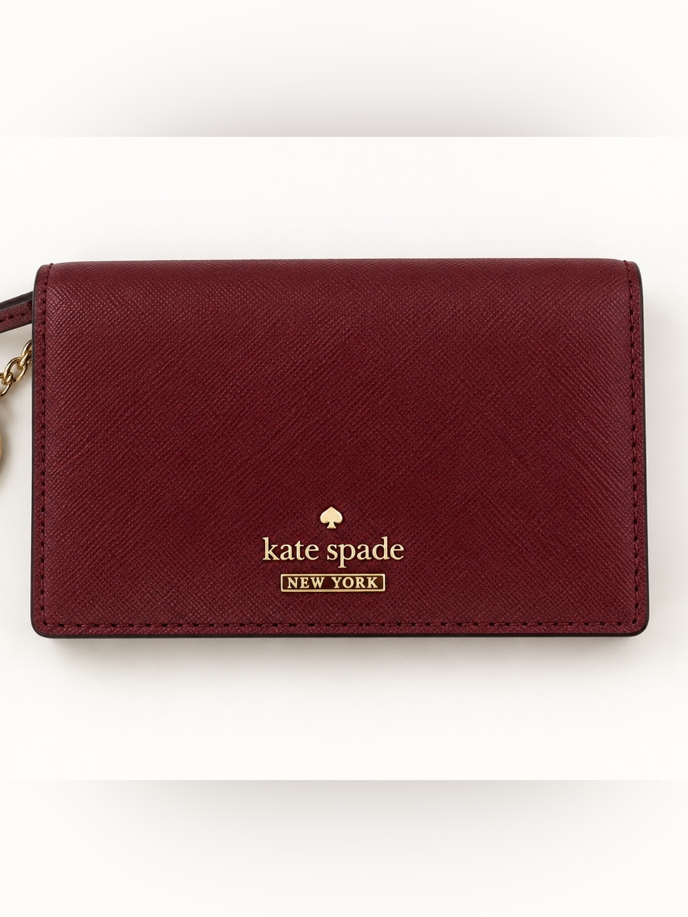 Kate Spade Burgundy Saffiano Card Case with Keyring 34761